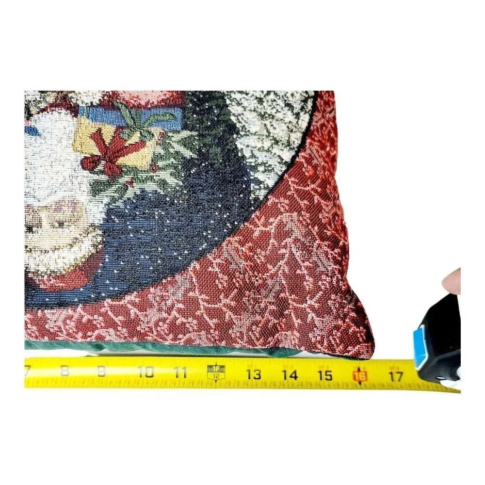 Vtg Needlepoint Santa Claus Christmas‎ Holiday Decorative Tapestry Throw Pillow